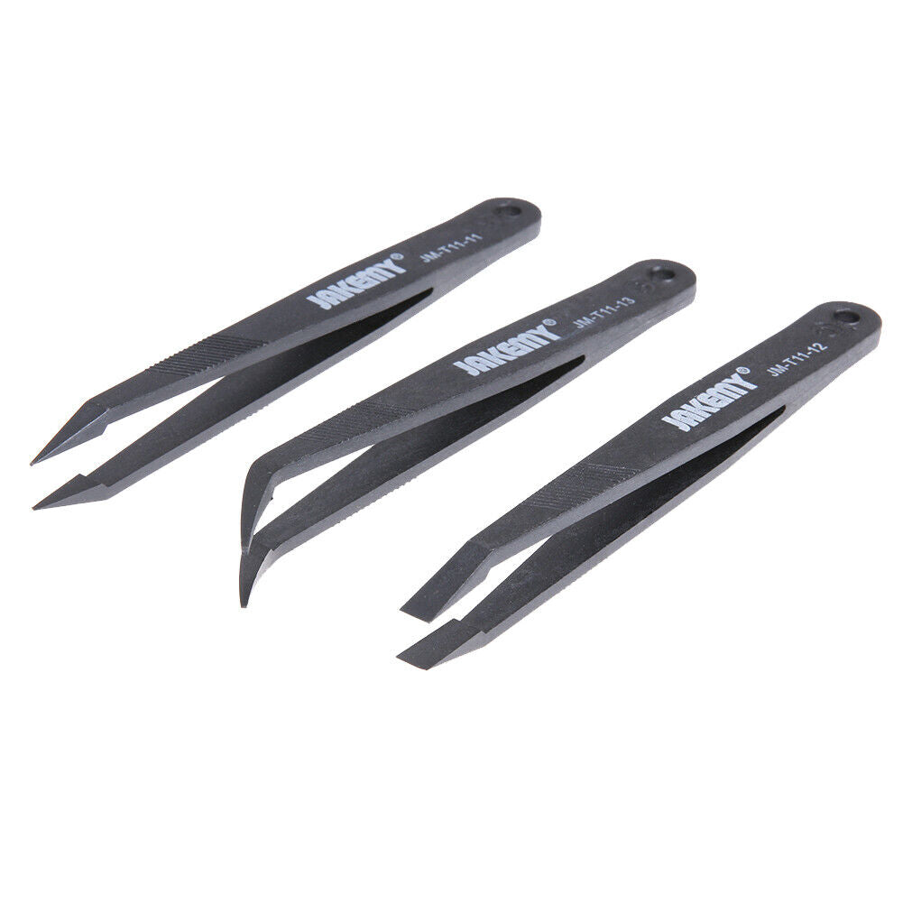 JAKEMY Anti-static Glass Fiber Tweezers Set Straight and Curved Tweezers