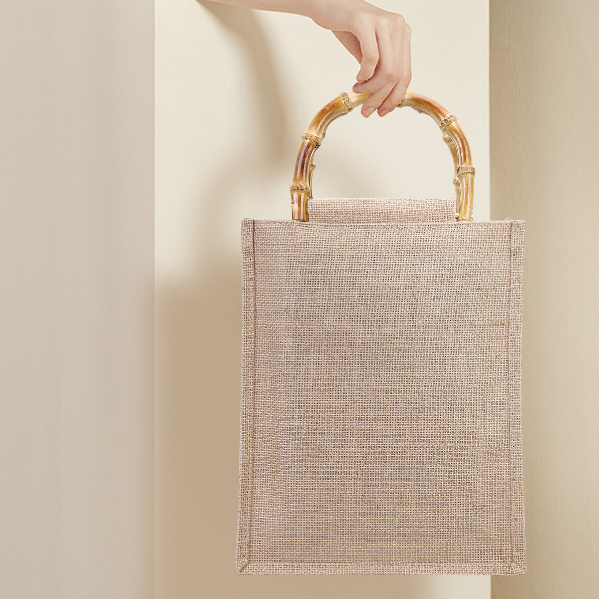 Eco Friendly Totes Linen Reusable Handbag Shopping Grocery Bag (31X25X10cm)