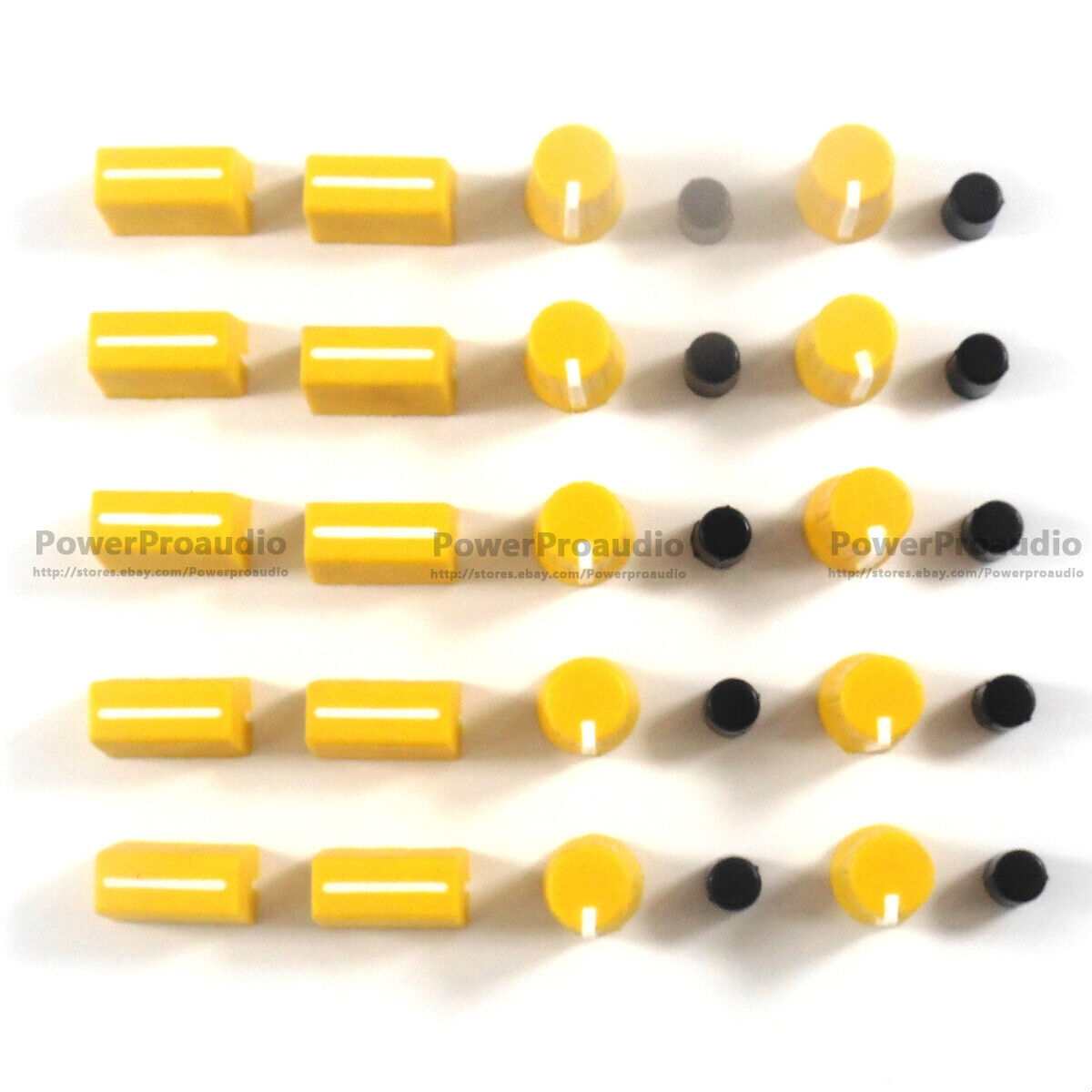 10PCS Rotary Knob+10PCS Fader Cap For Rane Mixer TTM 57 61 62 64 68 (Yellow)