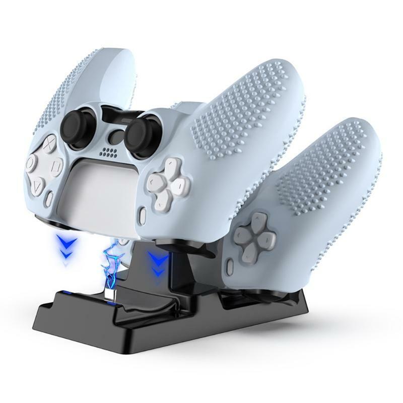 For PS5 Charging Dock 2 in 1 Charger Station Base with Anti-slip Pad