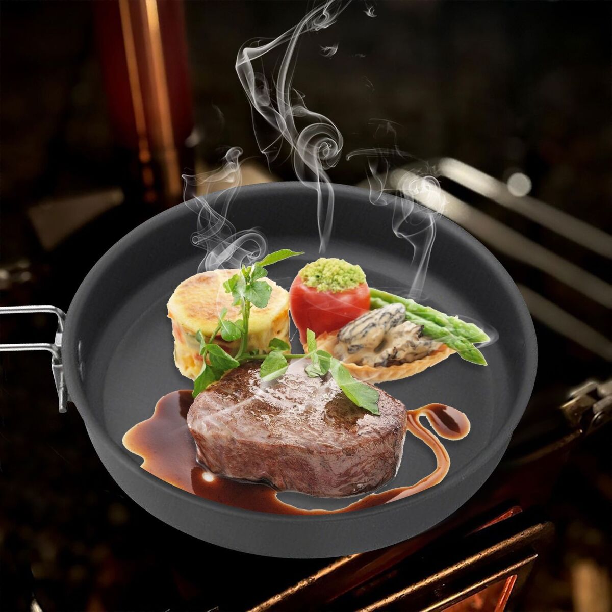 Utensils Ultralight Grill Non-Stick Frying Pan Titanium Fry Pan Camping Frypan
