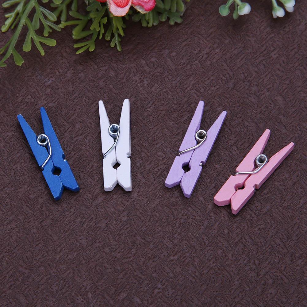 50pcs Mini Wooden Craft Pegs Clothes Paper Photo Hanging Spring Clips(1)