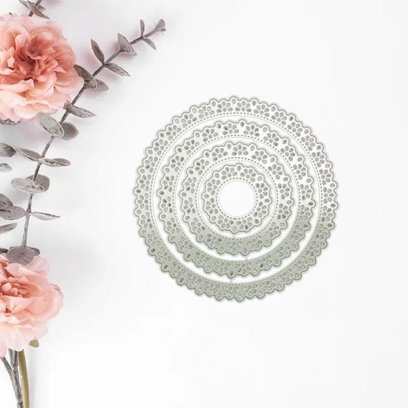 Laciness Embossing Die Cuts Nesting Cricle Cutting Dies 4'' for Gift Card Making