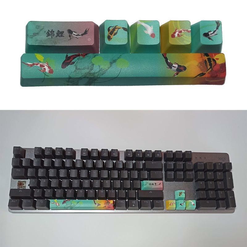 DIY PBT Keycaps 6pcs Spacebar Enter Arrow Keys OEM Profile for MX Kailh Switch