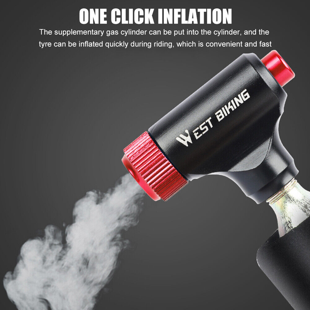 WEST BIKING CO2 Bike Tire Inflator Head for Presta Schrader Valve (Red)