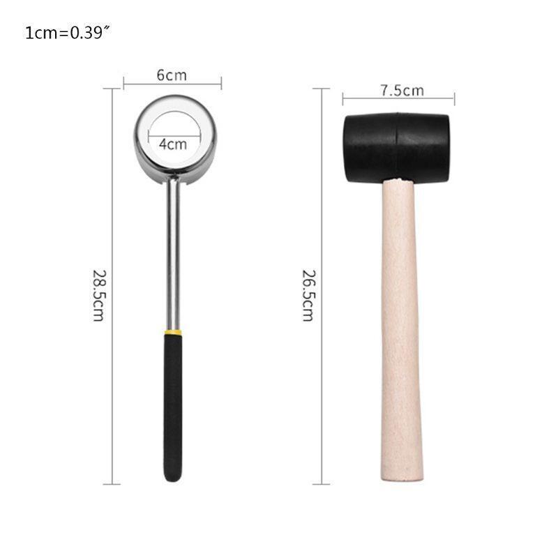 1Set Stainless Steel Shell Opener Rubber Hammer for Coconut Shell Opening Tool