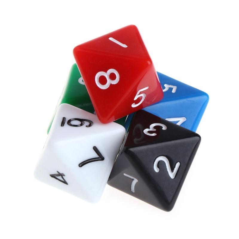 10pcs 8 Sided Acrylic Number Dice Family Party Bar Board Game DND Accessories