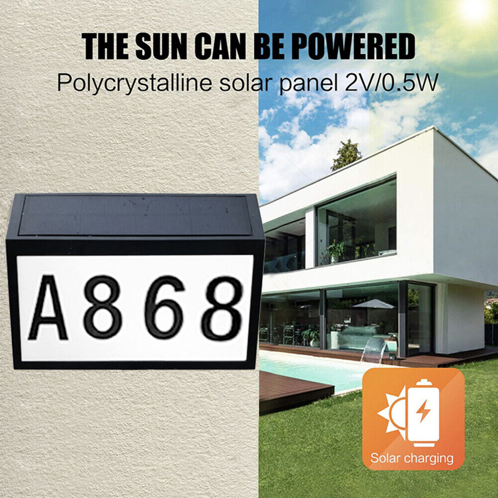 LED Solar House Number Light Digital Address Indication Doorplate Light (A)