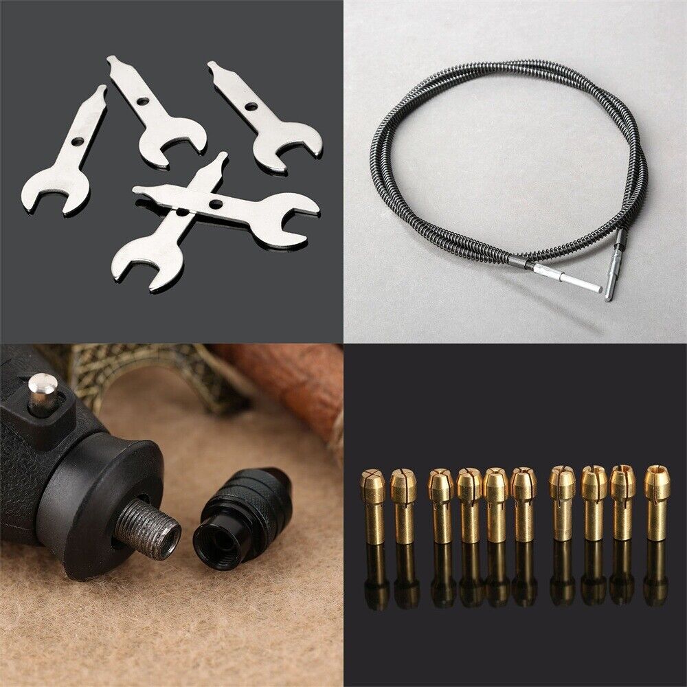 Grinder Rotary Accessories Brass Collet Bits &Flexible Shaft & Keyless Chuck C6B