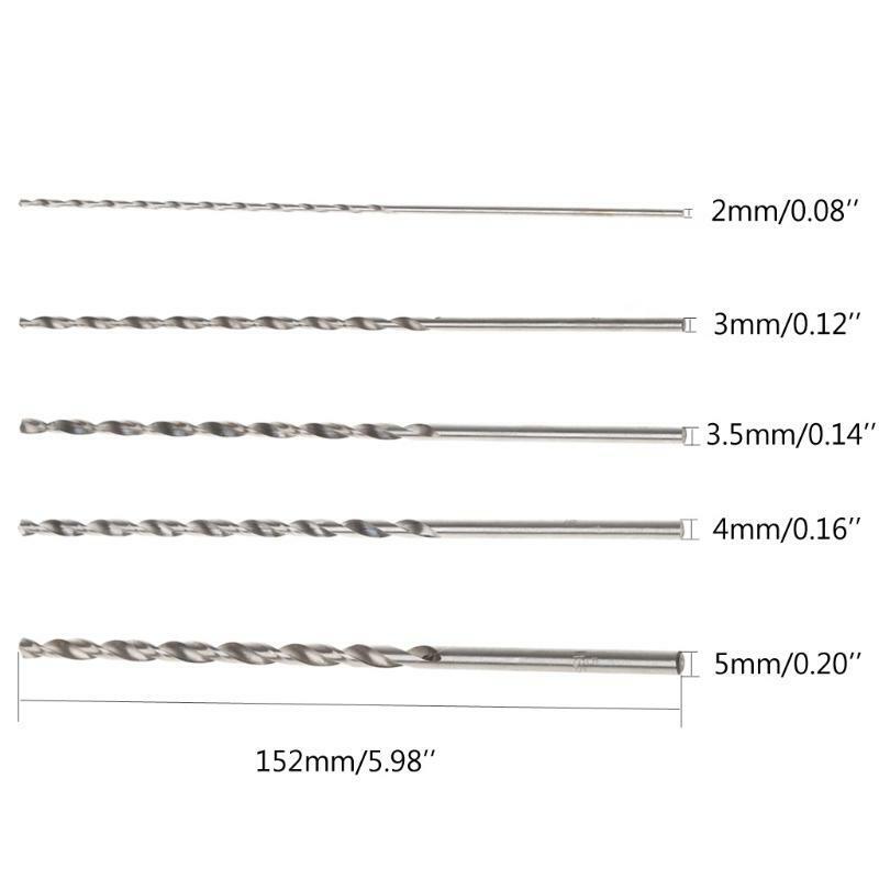 5Pcs 2-5mm 152mm Long HSS Twist Drilling Bit Straight Shank Electric Drill Tool