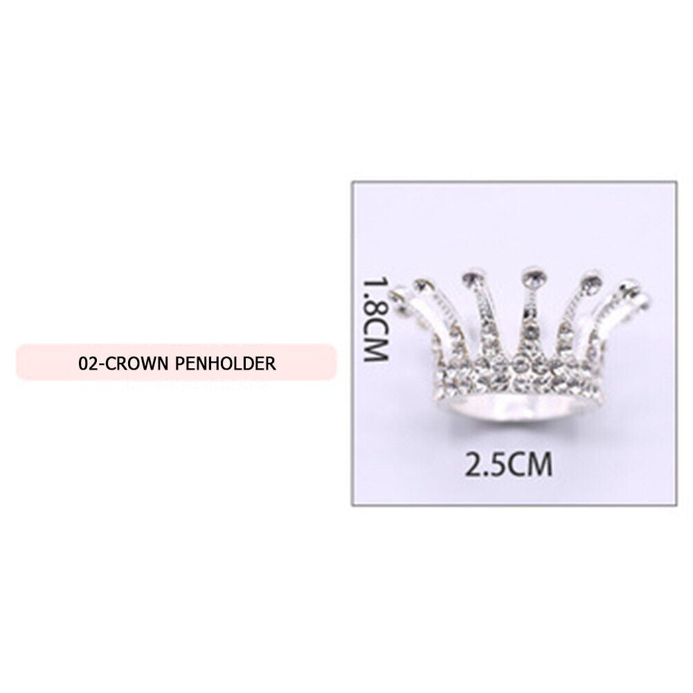 Rhinestones Crown Nail Brush Holder Manicure Pens Displayer Stand (02)