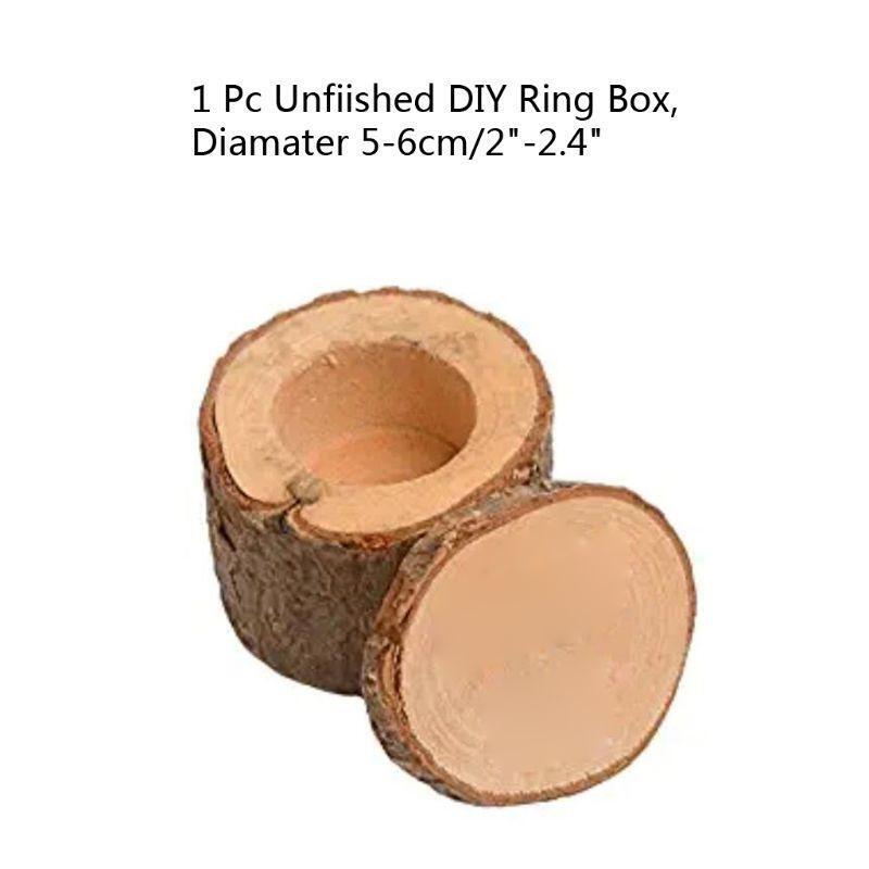 Handmade Blank Wedding Ring Box Natural Wood Jewelry Dispaly Rustic Ring Box