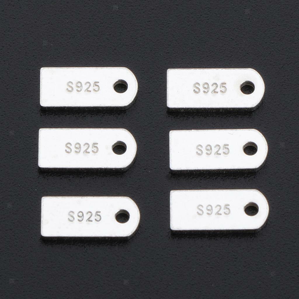 6x 925 Sterling  Stamping Tags Charm Pendants Jewelry Supplies 80x30mm