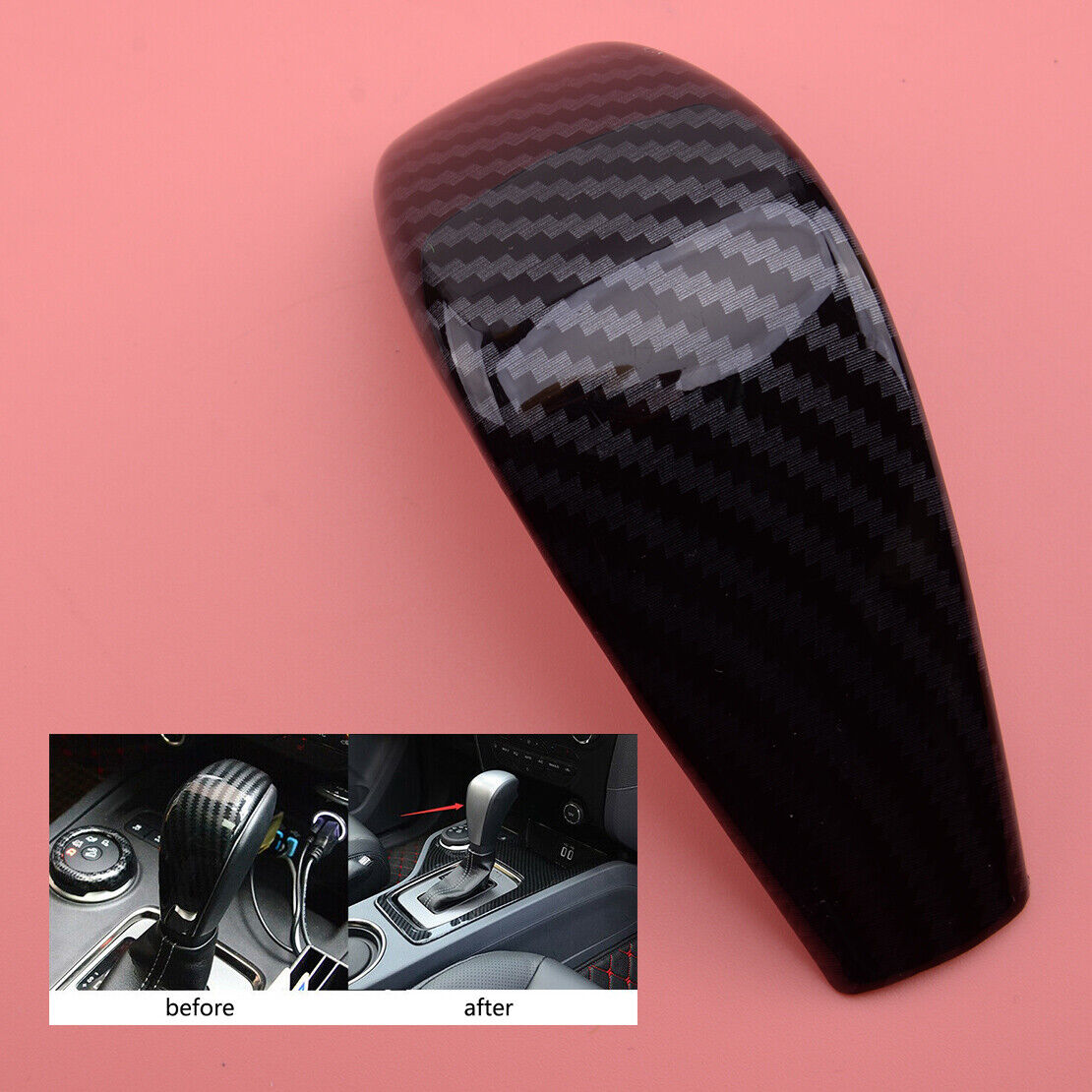 Carbon Fiber ABS Interior Gear Shift Knob Cover Trim Fit For Ford Ranger 2015-20