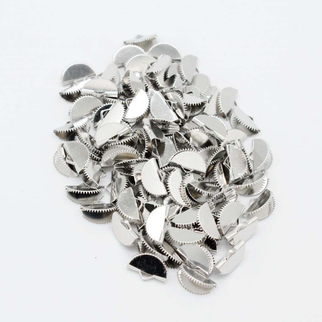 100pcs Semicircular Ribbon Crimp End clip and clamp Belt Tip Connectors