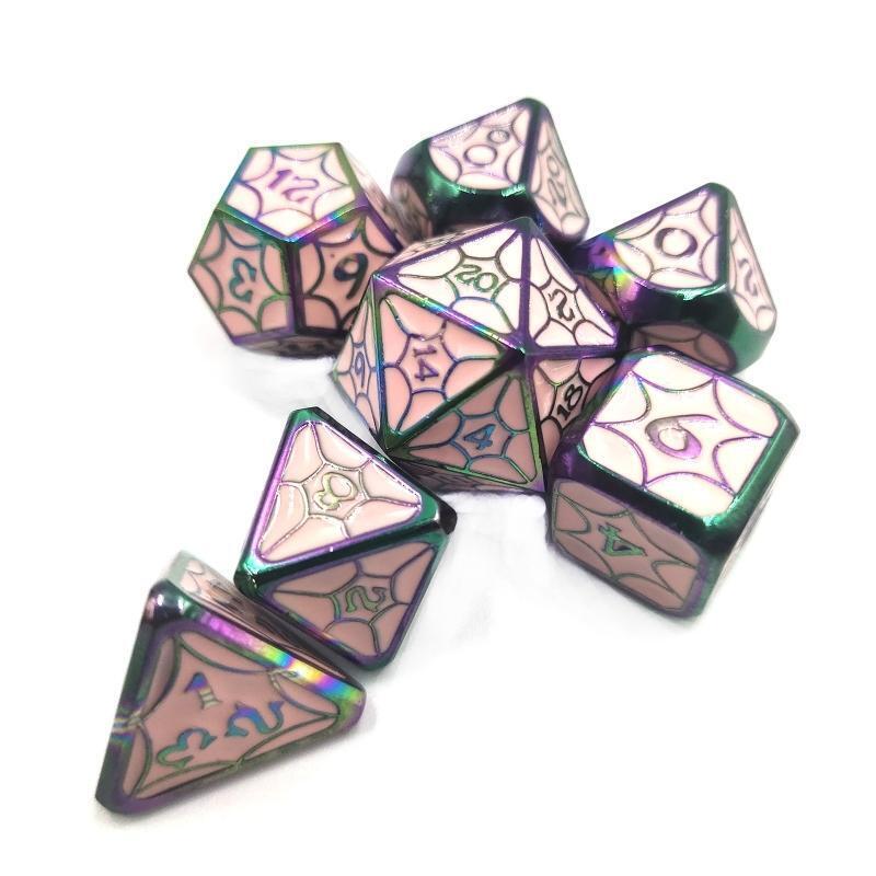 7Pcs Zinc Alloy Multi-faceted Dice Set Digital Number Cubes Various Shapes Dices