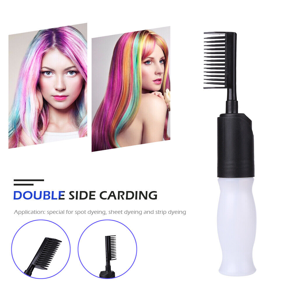 Hair Dye Bottle Comb Reusable Hair Coloring Applicator for Salon (Black)