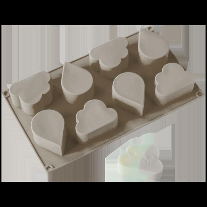 8 Cavities Clouds Raindrops Soap Mold DIY Natural Handmade Soap Silicone Mold