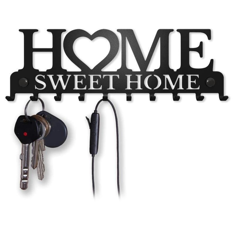 Black Sweet Home Metal Art Household Wall Hook Storage Hanger