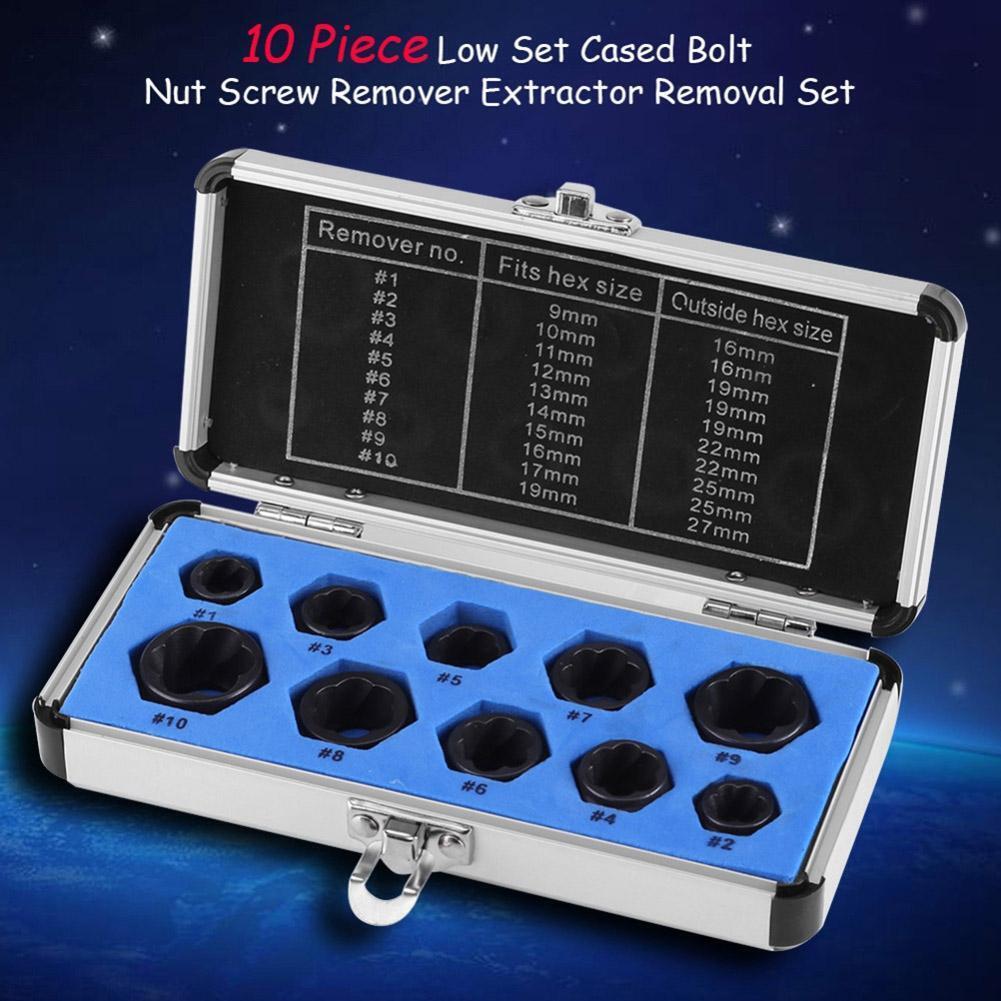 10pcs Damaged Nut Bolt Remover Stud Extractor Set Broken Screw Removal Kit
