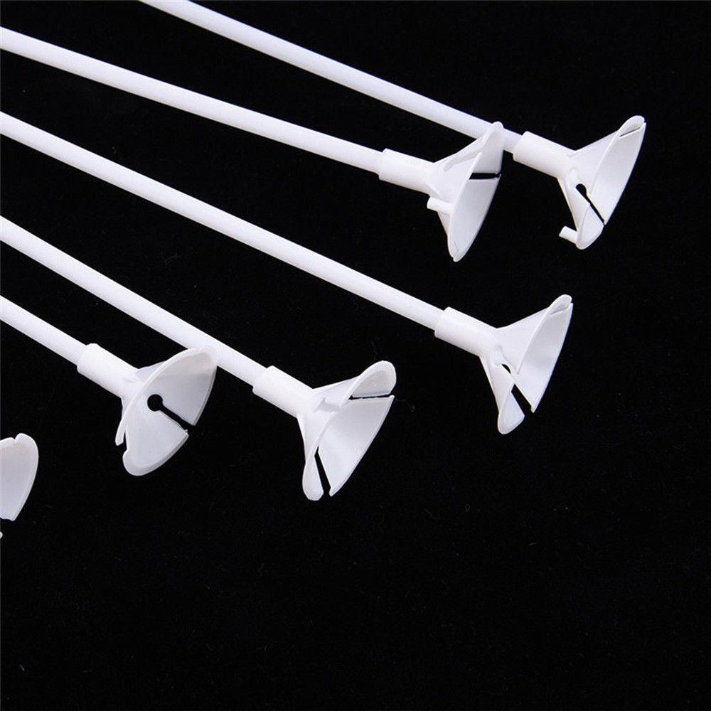 20Pcs White Balloon Sticks Holders with Cups for Wedding Party Decorations PVC