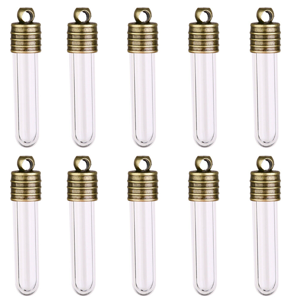 20Pcs Mini Empty  Tube Vials Charms Wish Bottles Pendant Clear