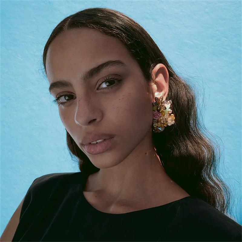 Creative Crystal Flower Beaded Earrings Eardrop Pendant Earrings for Women Girl