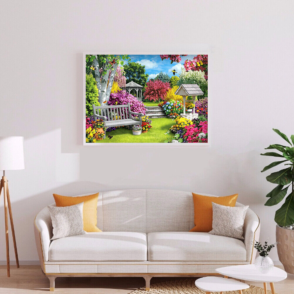 Colorful Garden 5D DIY Full Round Drill Diamond Painting Landscape Mosaic