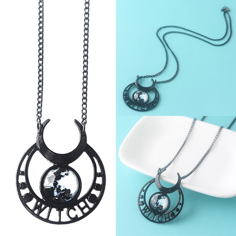 Demon Witch Black Moon Necklace Triple Goddess Pendant Moon Goddess Necklace