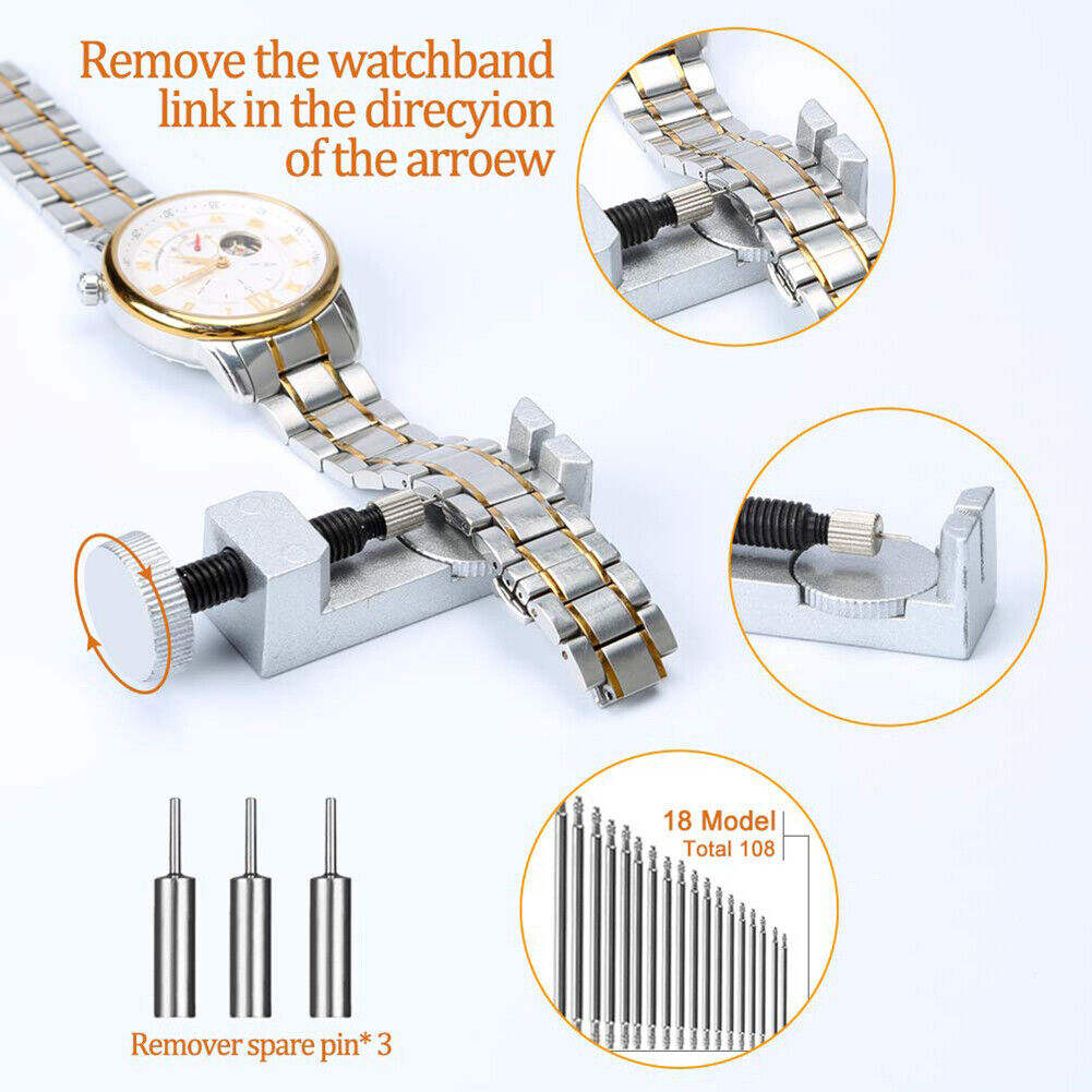 185x Watchmaker Watch Repair Link Pin Remover Back Case Opener with Hammer