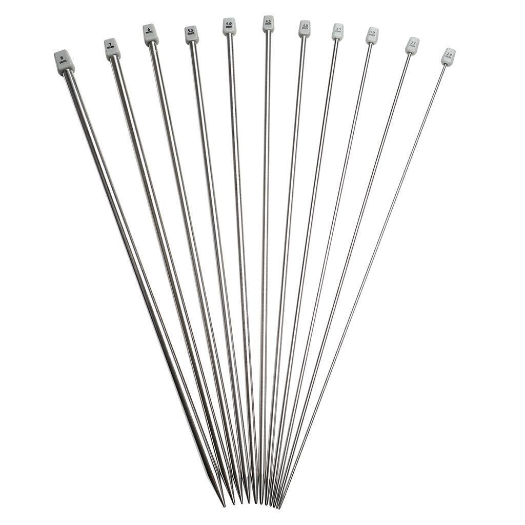 colaxi 11 Pairs Knitting Needles Set 25cm Single Pointed Knitting Needles
