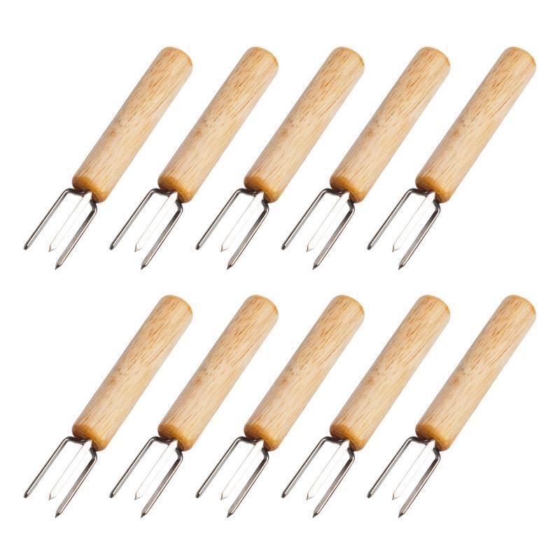 10Pieces Corn Fork Corn on The Cob BBQ Fork Skewers Stainless Steel Corn Holders