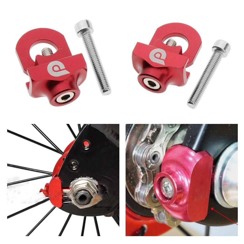 2x Bicycle Chain Tensioner Adjuster Fastener Folding BMX  Red