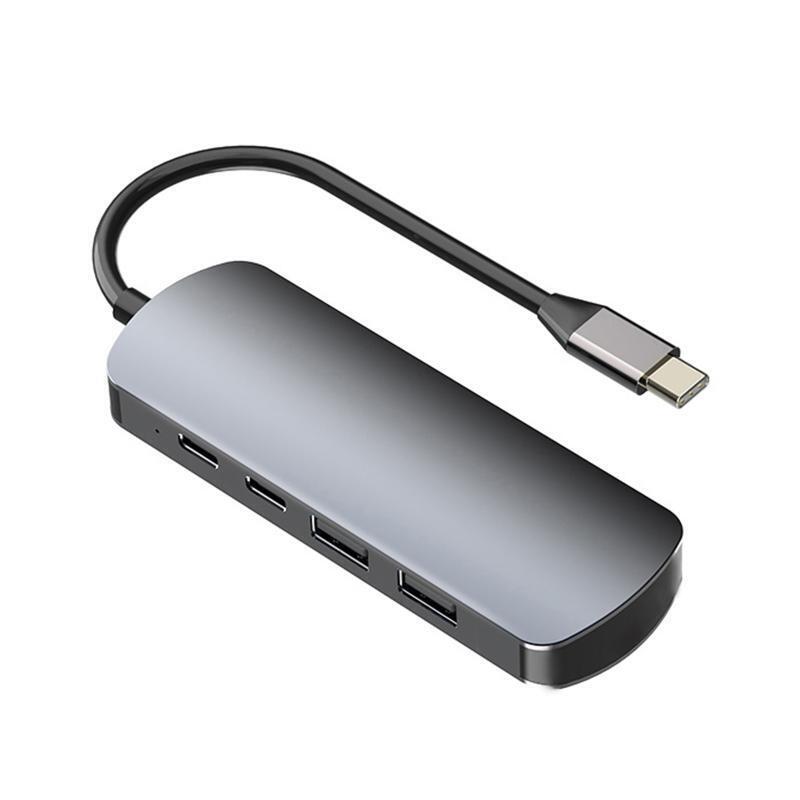 Aluminum Alloy 2xUSB C+2x 3.0 USB 4-Ports for PC Notebook Extender Adapter