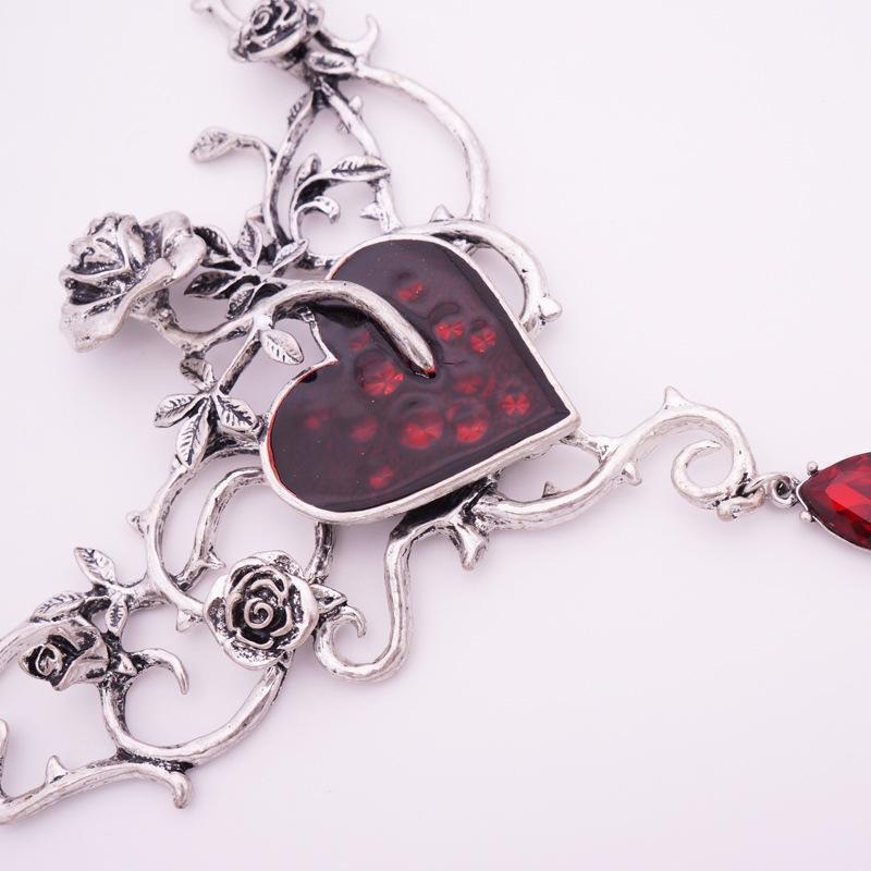 Niche Design Sense Red Heart Rose Gem Necklace Super Fairy Cold Wind Necklace