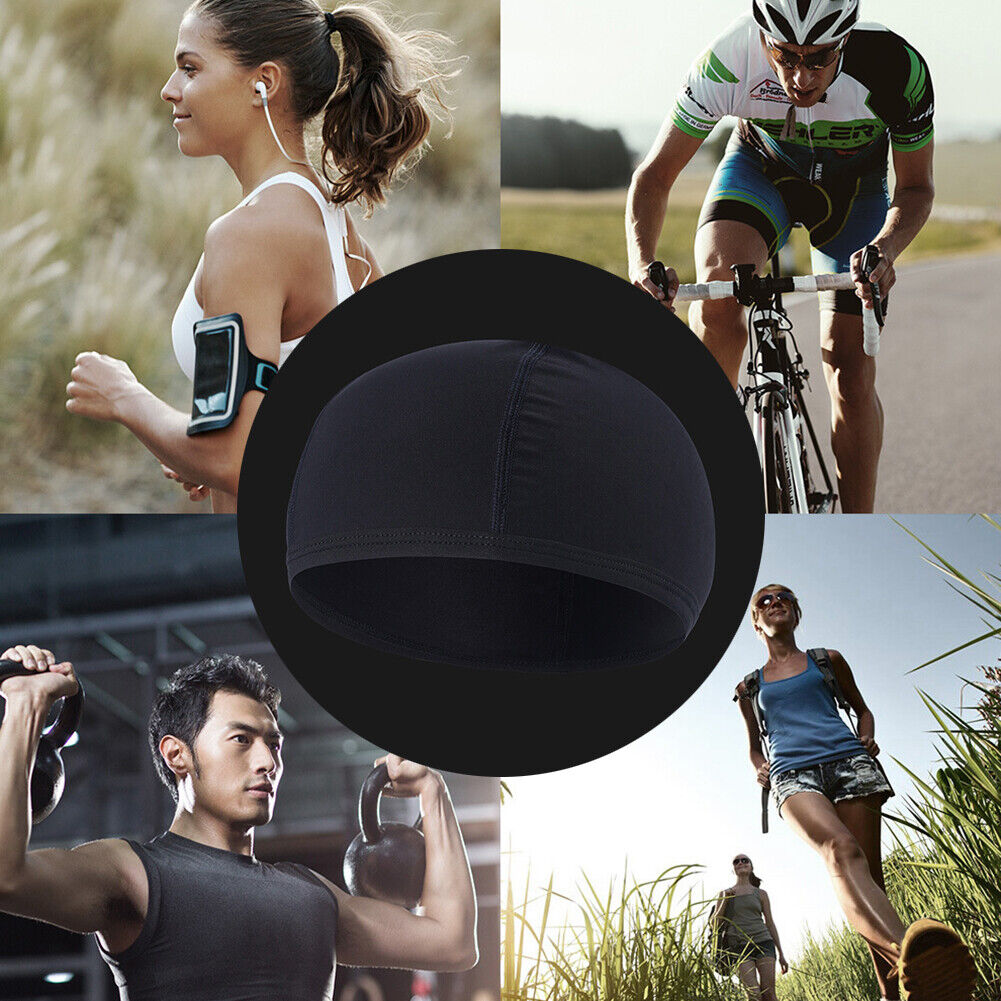 Quick Dry Helmet Liner Cap Anti-UV Motorcycle Windproof Riding Hats (Black)
