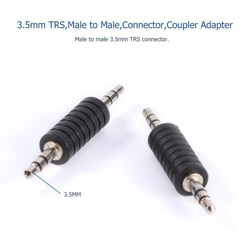 2pcs 3.5mm Stereo Male to Male Jack Audio Plug Connector Coupler Adapter