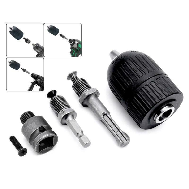 5 Pieces Drill Chuck Plus Shank Adapter Socket Woodworking and Electric DIY