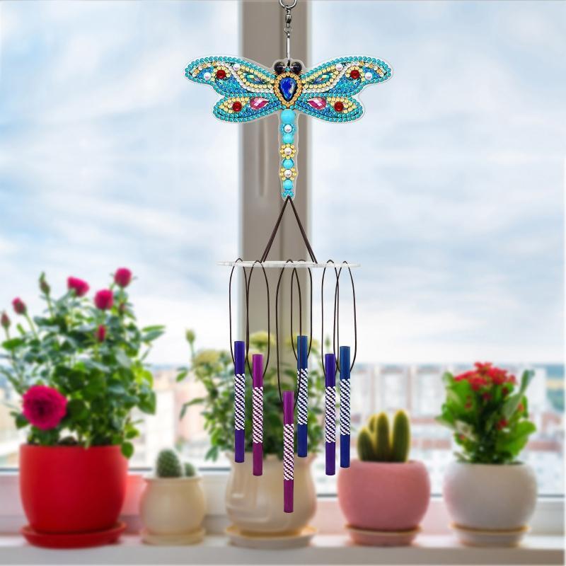 DIY Dragonfly Diamond Painting Wind Chime Pendant Sunatcher Ornament