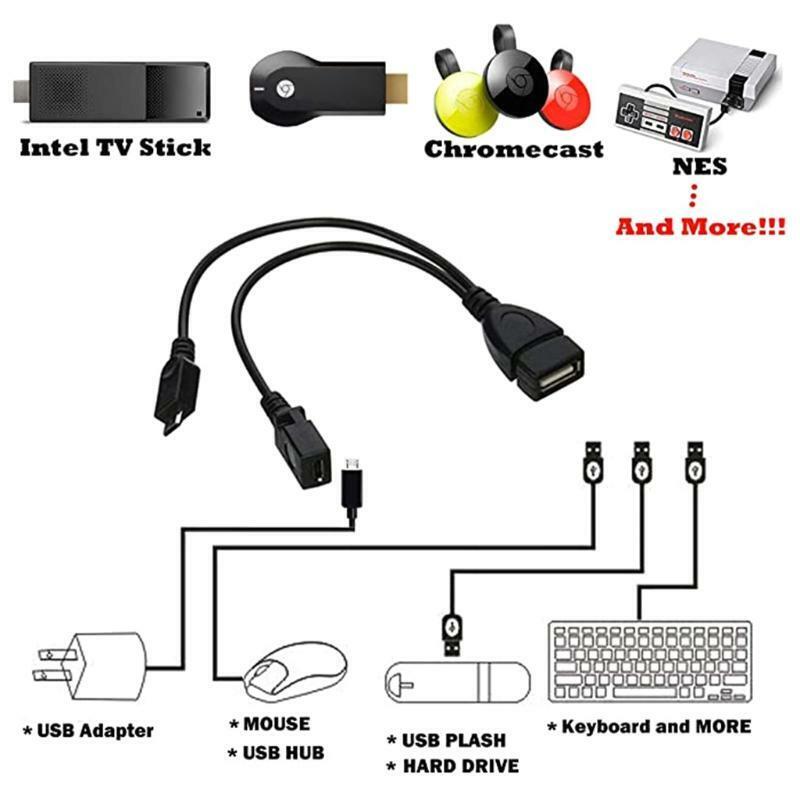 2 In 1 OTG Micro USB Host Power Y Splitter USB Adapter to Micro 5 Pin Male