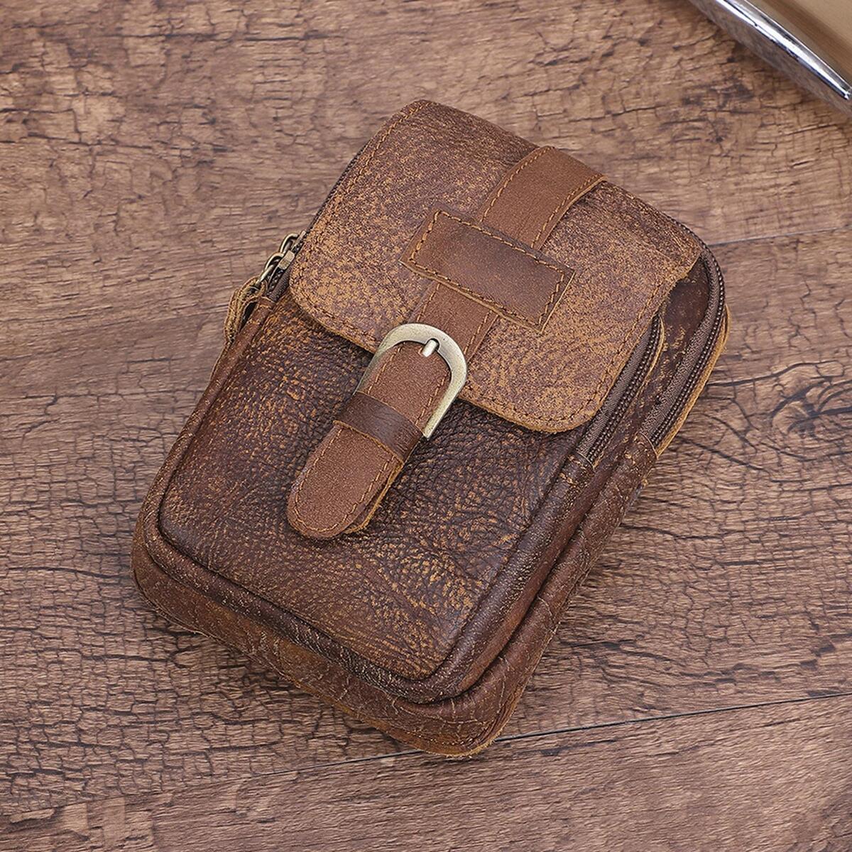 Durable Leather Belt Pouch Carrying Pouch Fanny Pack for Outdoor
