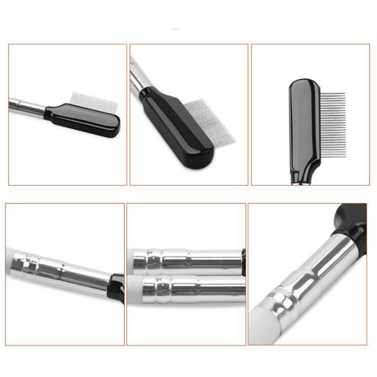 Steel Eyebrow Comb Cosmetic Grooming Black 1Piece for