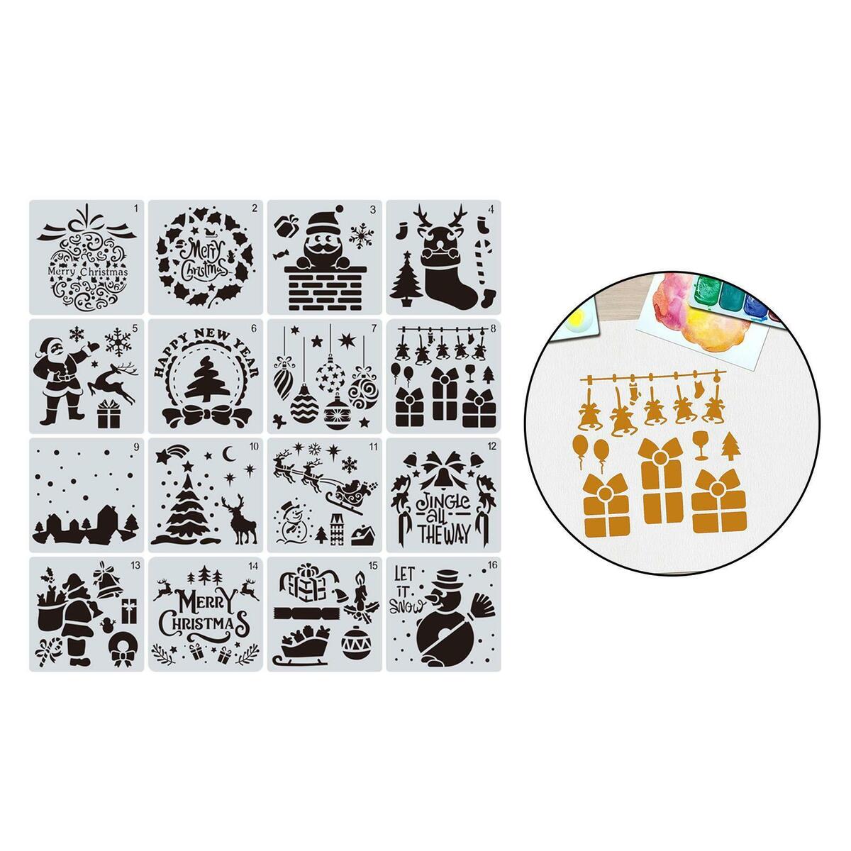 16Pcs/Set Christmas Stencils Template Template  for Making Decoration