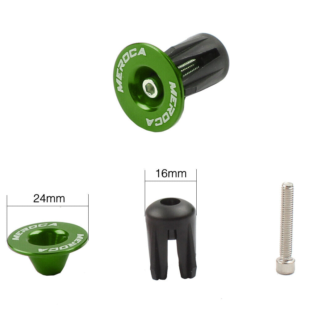 MEROCA 2pcs Bicycle Bar Grips End Cap Road Bike Handlebar End Plug (Green)