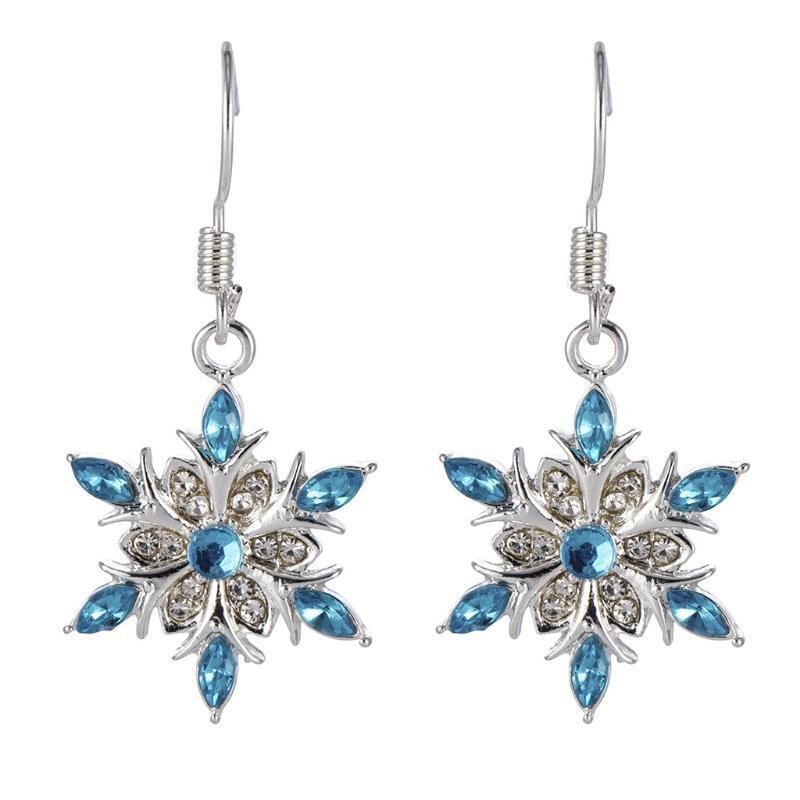 Fashion Snowflake Drop Earrings Crystal Pierced Hook Dangle Earring Jewelry Gift