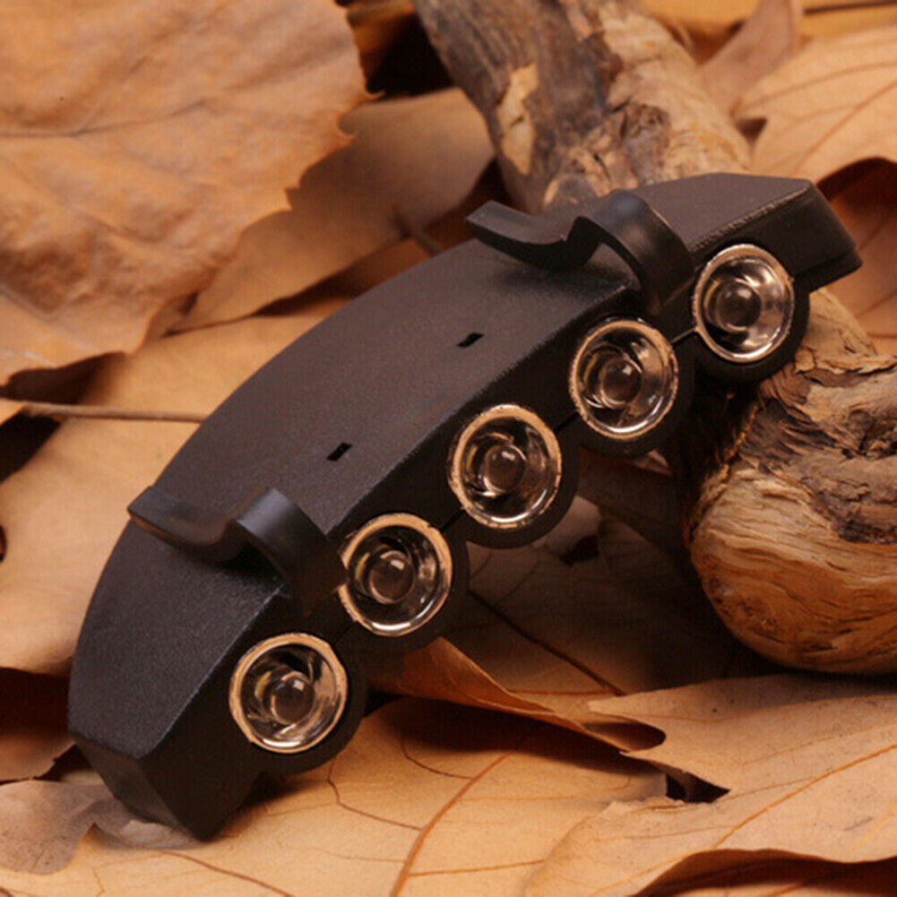 Clip-on Cap Hat Lamps 5 LED Headlamp Flashlight Camping Fishing Head Light