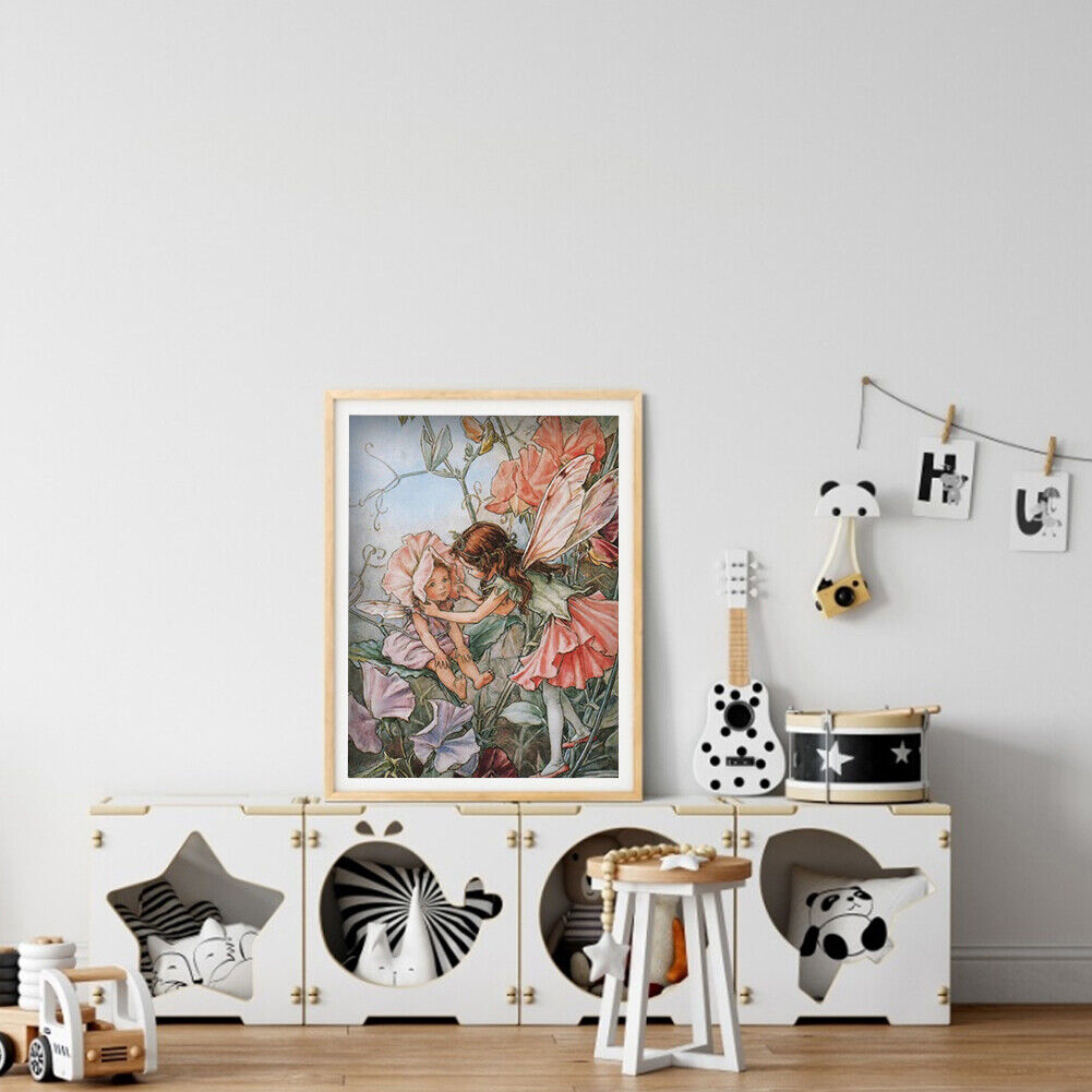 Home Decor Art 5D DIY Round Diamond Painting Fairies Mural Wall Pictures