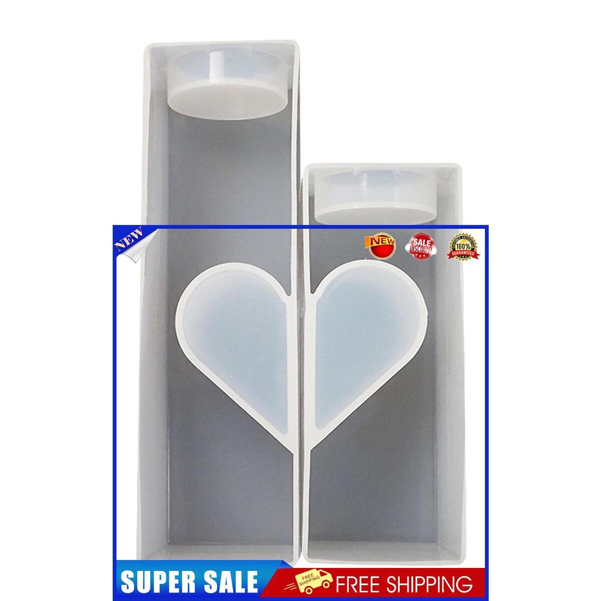 Candle Holder Molds Heart Silicone Tealight Candlestick Molds Kit - White