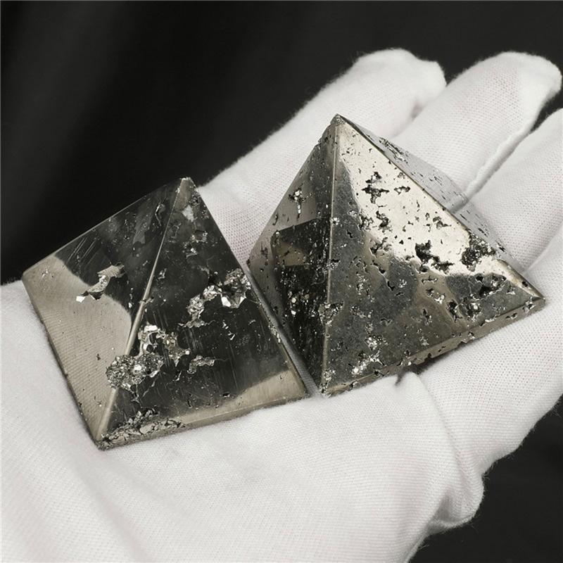Pyramid Statue Pyrite Crystal Ore Desktop Adornment Decoration Women Men Gift