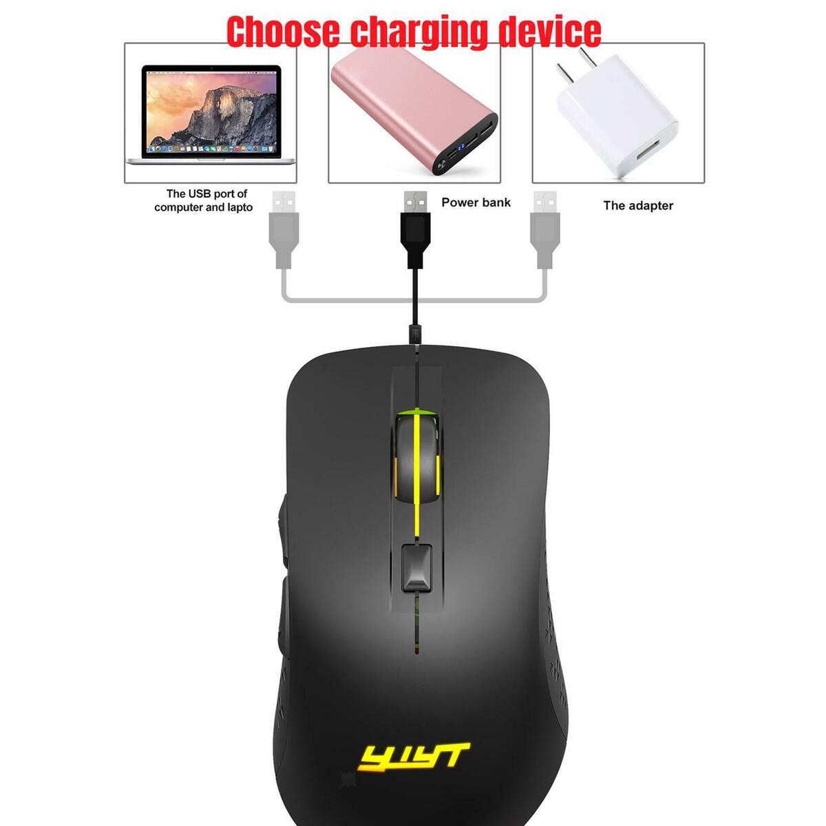 Dual Modes  Mouse  for Laptop PC 500mAh 2400DPI Black